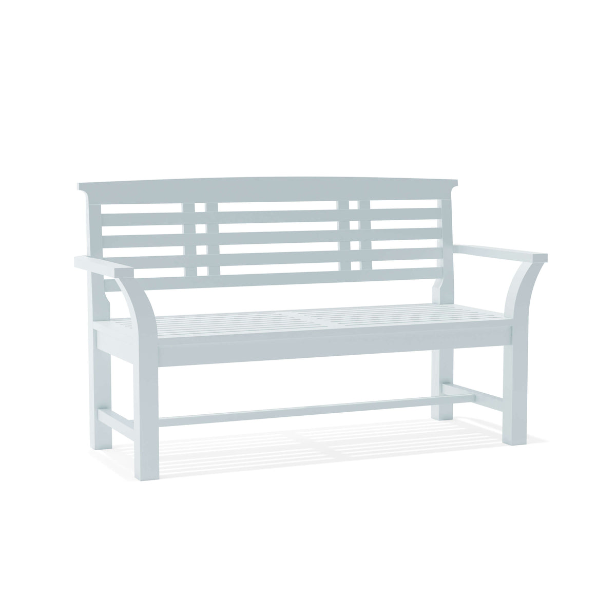 White metal bench on a white background