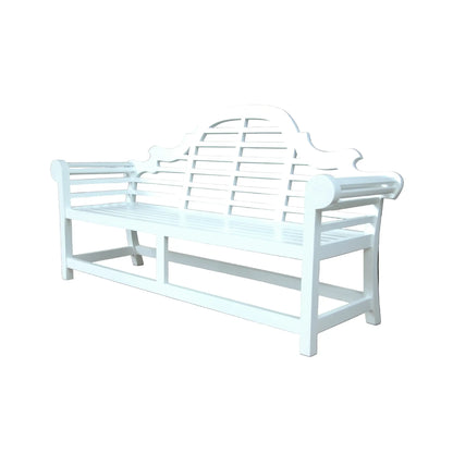 White garden bench on a black background