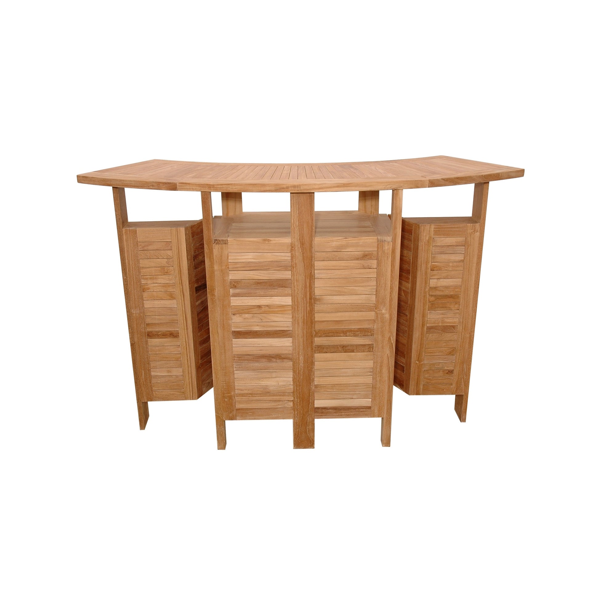Wooden folding table with four doors on a white background