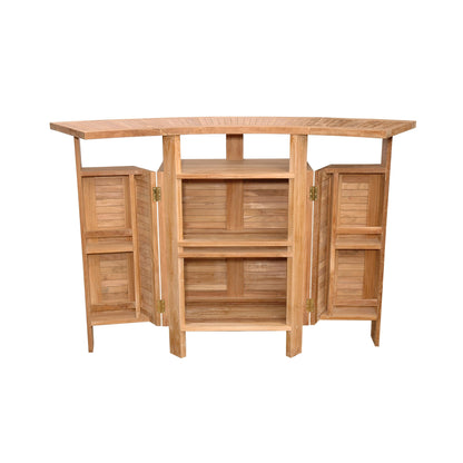 Wooden folding bar with open doors on a white background