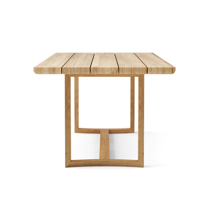 Wooden table with a minimalist design on a white background
