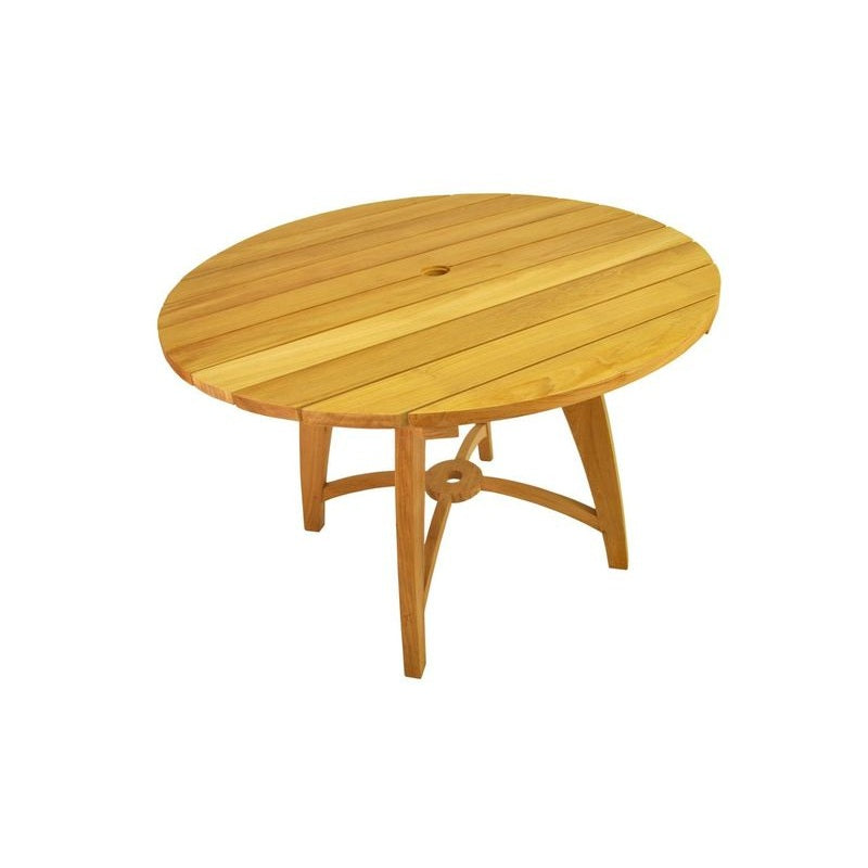 Wooden round table on a white background
