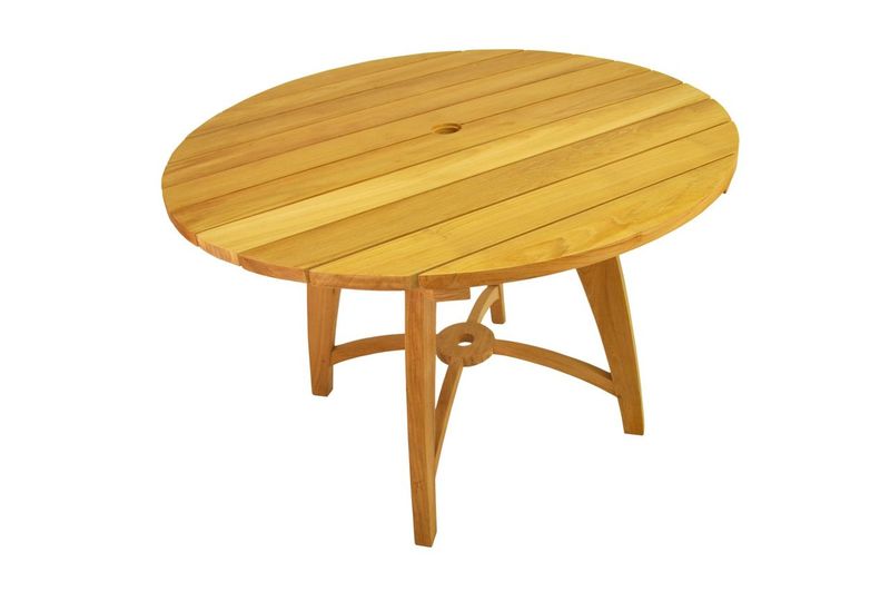 Wooden round table on a white background