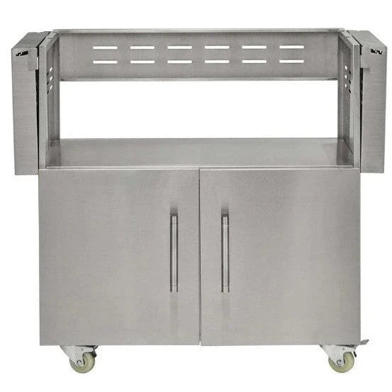 Coyote 36 Inch Charcoal Grill Cart C3CH36CT - angled view stainless steel cart with wheels