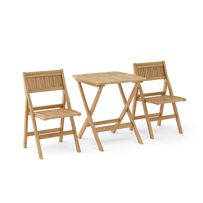 Wooden outdoor table and chairs set on a white background