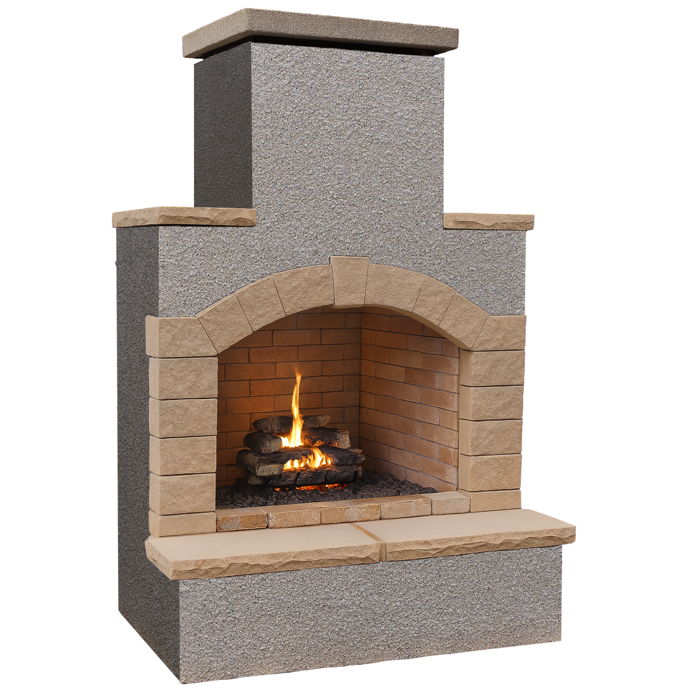 Cal Flame 78 inch Outdoor Fireplace with Hearth FRP-908-2 Cal Flame