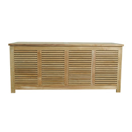 Amberly Teak Cushion Storage Box - Large Outdoor Deck & Pool Storage