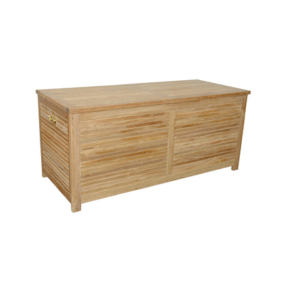 Wooden storage box with a gold handle on a white background