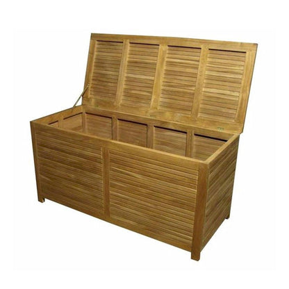 Wooden storage box with a hinged lid on a white background