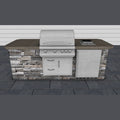 8 foot Gray Stacked Stone BBQ Island with Cal Flame 32 Inch Grill, Side Burner and More, Clearance Sale