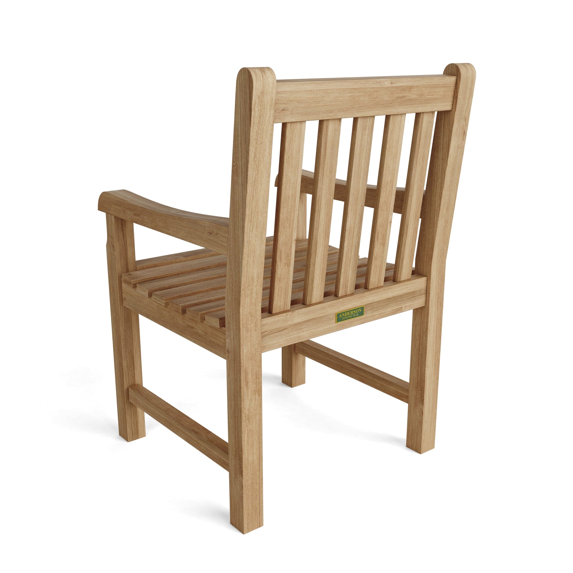 Wooden chair with slatted design on a white background