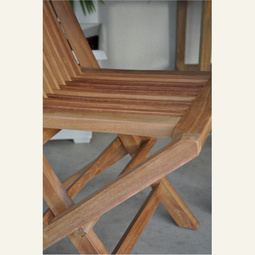 Anderson Teak Bristol Folding Teak Armchair - folding teak chair front view