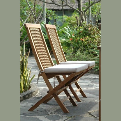 Anderson Teak Bristol Folding Teak Armchair - pair of teak folding armchairs side view