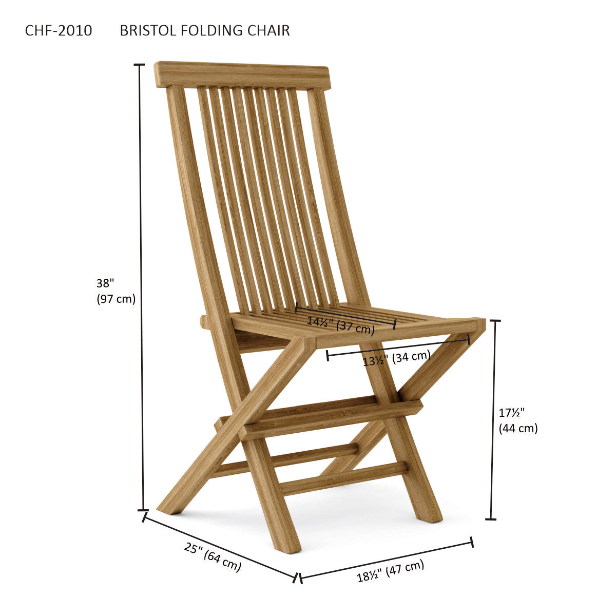 Bristol Folding Teak Chair - Outdoor Dining Side Chair | BetterPatio // BetterPatio.com