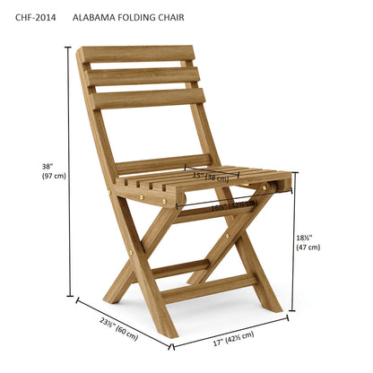 Anderson Teak Alabama Folding Teak Outdoor Chairs - pair of teak folding chairs view 1