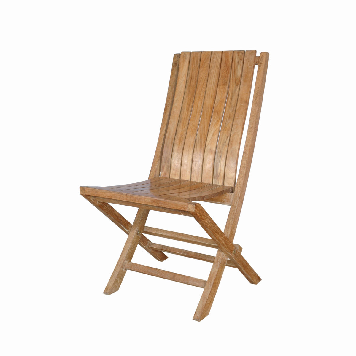 Anderson Teak Comfort Folding Teak Side Chairs - teak folding side chair front view 1