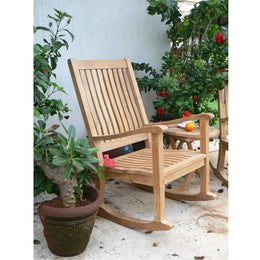 Del-Amo Bahama 3-Pc Teak Rocking Chair & Folding Side Table Set