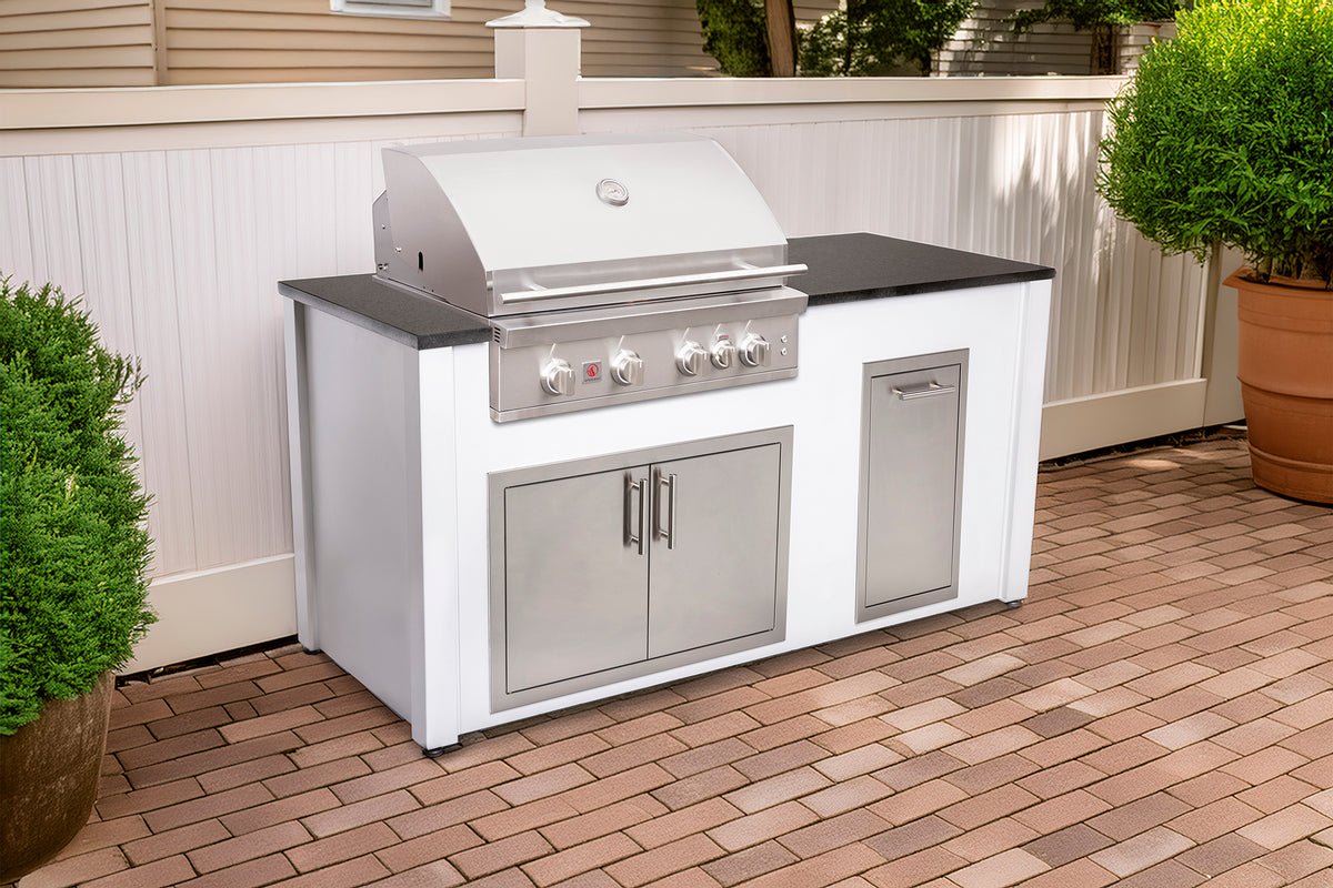 6-Foot Outdoor Kitchen Island with Grill, Access Doors &amp; Trash Drawer | BetterPatio // BetterPatio.com