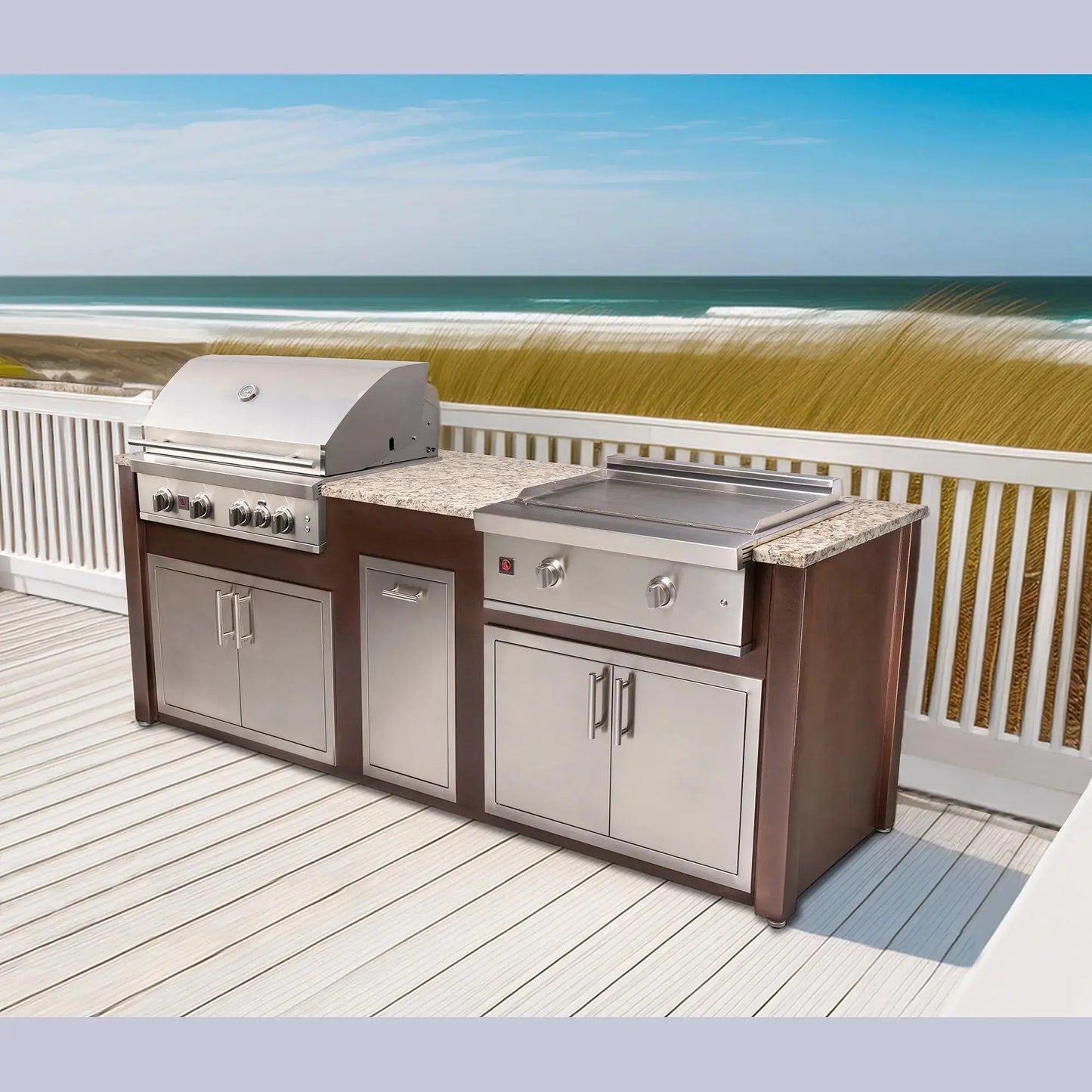8-Foot Outdoor Kitchen Island with Grill, Griddle & Storage | BetterPatio // BetterPatio.com