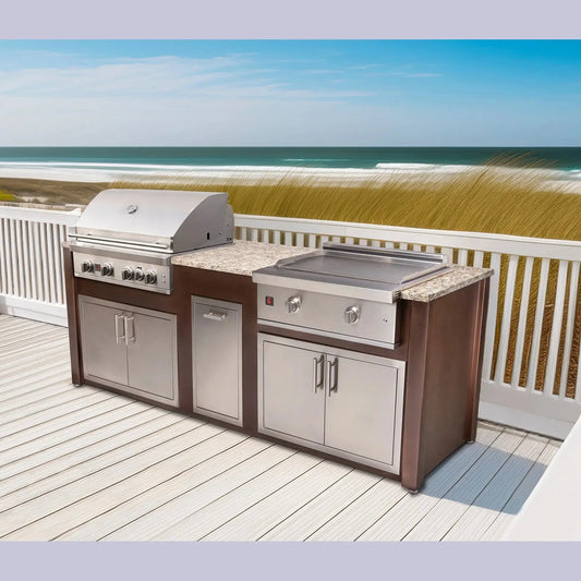 8-Foot Outdoor Kitchen Island with Grill, Griddle & Storage | BetterPatio // BetterPatio.com