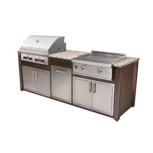 8-Foot Outdoor Kitchen Island with Grill, Griddle & Storage | BetterPatio // BetterPatio.com