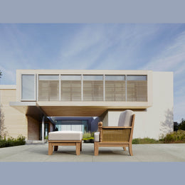 Luxe 2-Piece Teak Deep Seating Set - Armchair & Ottoman with Sunbrella Cushions