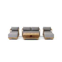 Granada 6-Piece Teak Deep Seating Set - Outdoor Lounge Furniture with Sunbrella Cushions