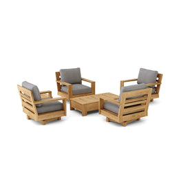 Madera 6-Piece Deep Seating Swivel Set - Solid Teak with Sunbrella Cushions