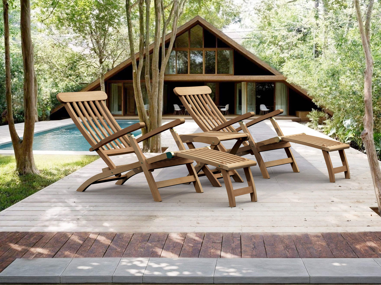 Royal Steamer Katana 3-Piece Teak Outdoor Lounge Set | BetterPatio // BetterPatio.com