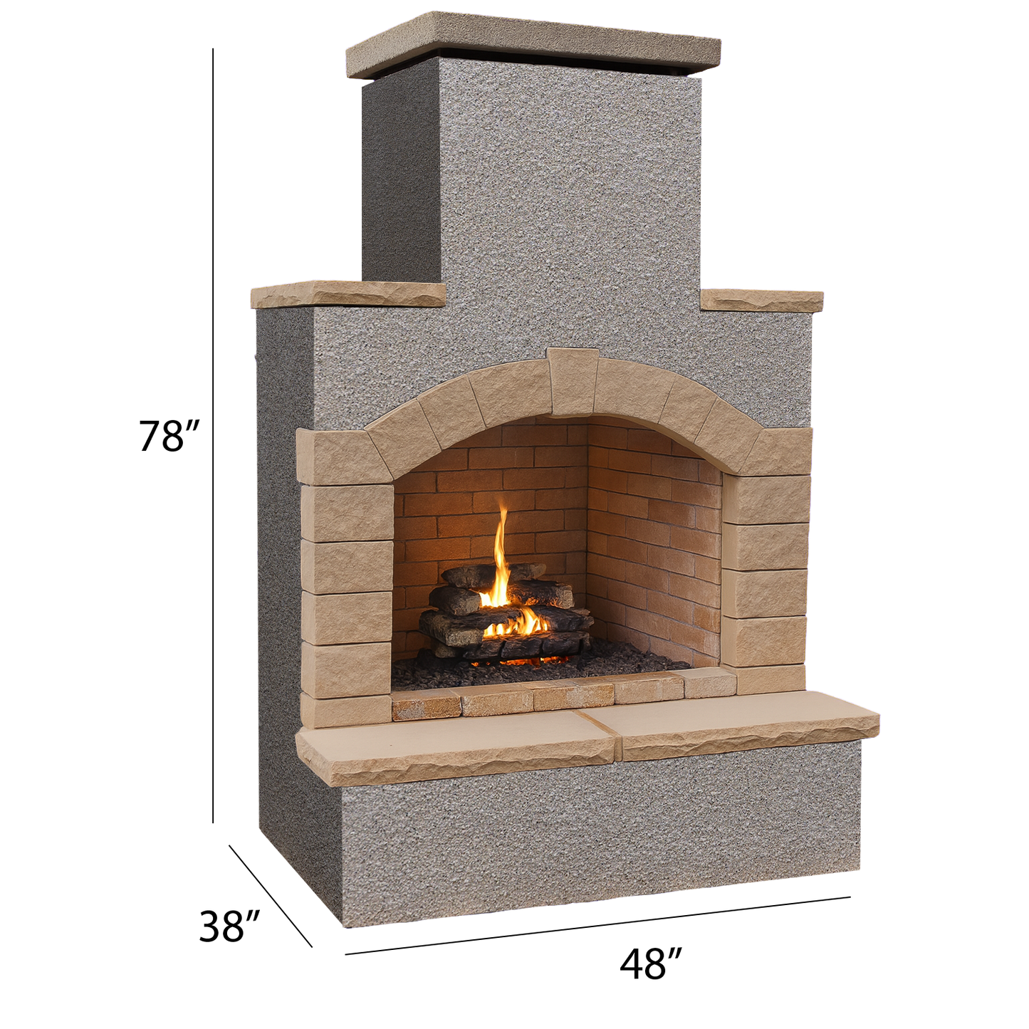 Cal Flame 78 inch Outdoor Fireplace with Hearth FRP-908-2 Cal Flame