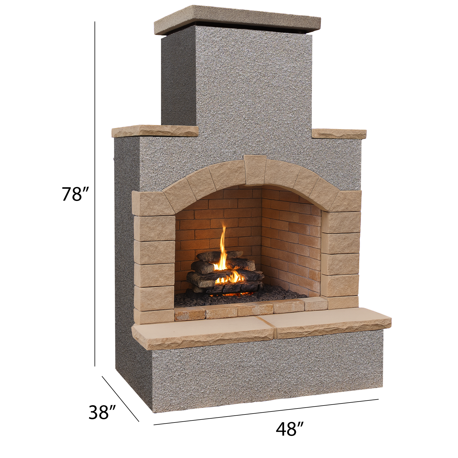 Cal Flame 78 inch Outdoor Fireplace with Hearth FRP-908-2 Cal Flame