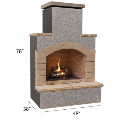 Cal Flame 78 inch Outdoor Fireplace with Hearth FRP-908-2 Cal Flame