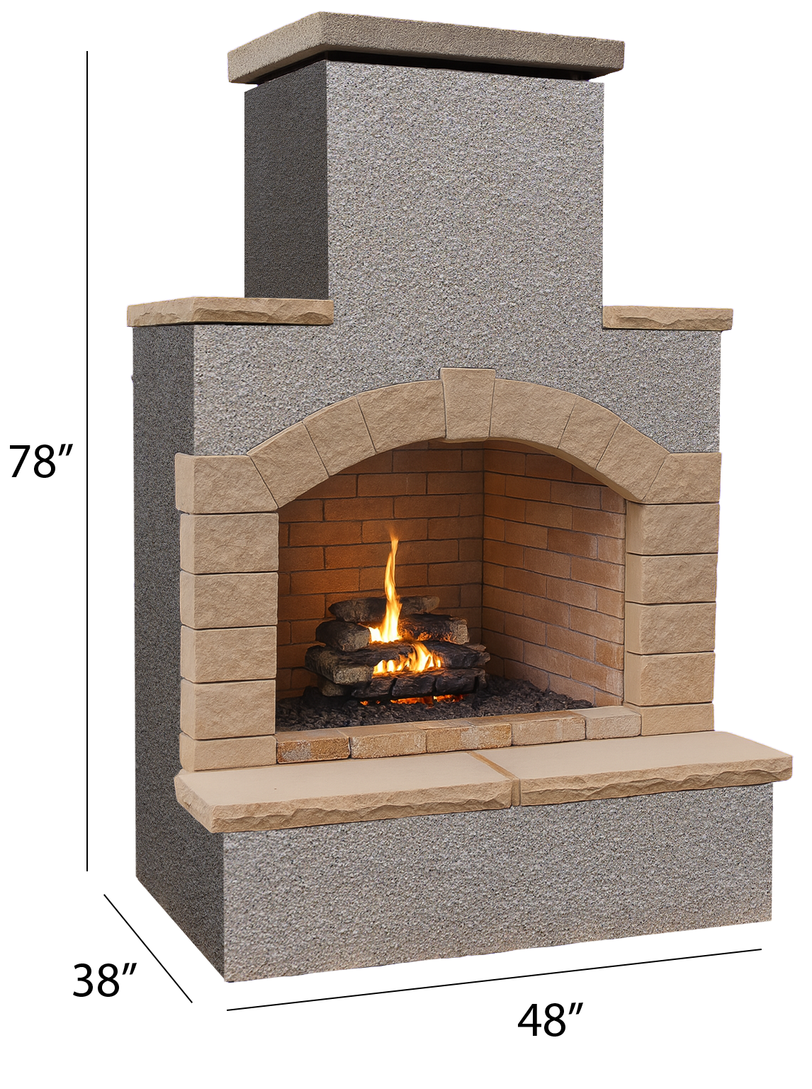 Cal Flame 78 inch Outdoor Fireplace with Hearth FRP-908-2