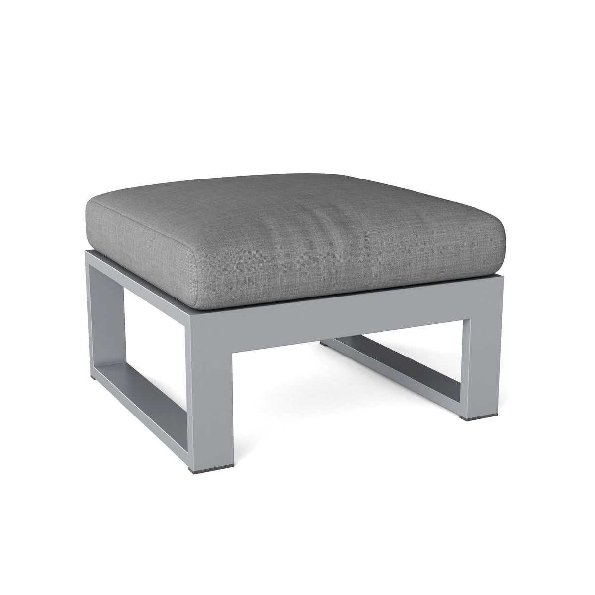 Gray ottoman with cushion on a white background