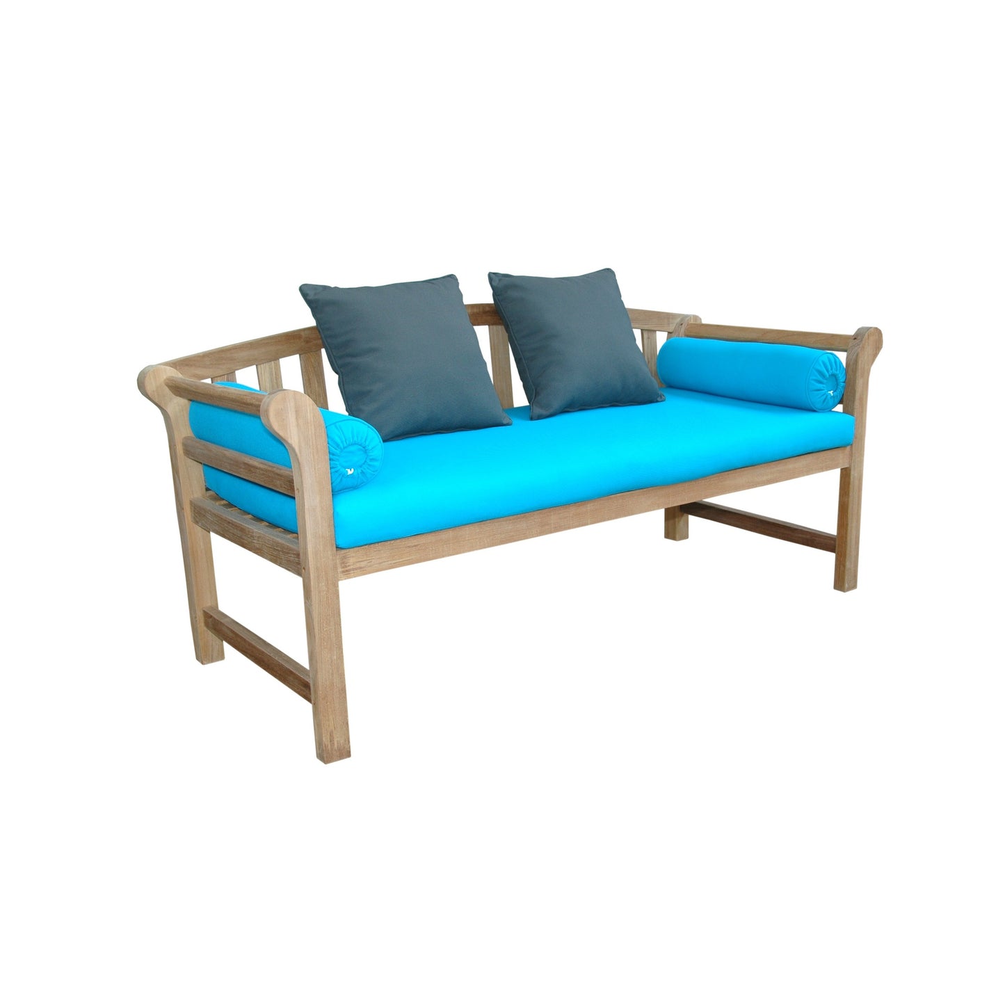 Anderson Teak Brisbane Deep Seating Bench - three-quarter view of solid teak garden bench