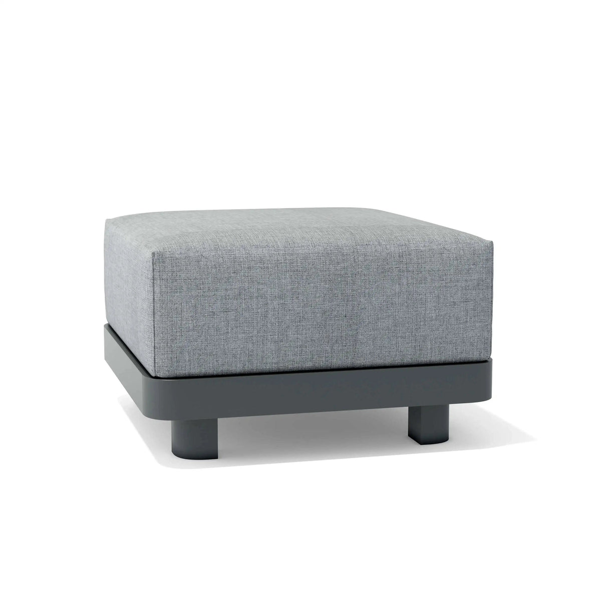 Gray ottoman with a black base on a white background