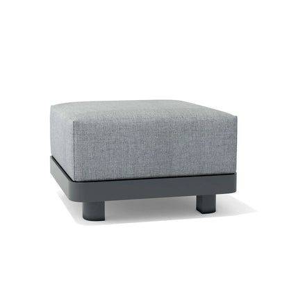 Gray ottoman with a black base on a white background