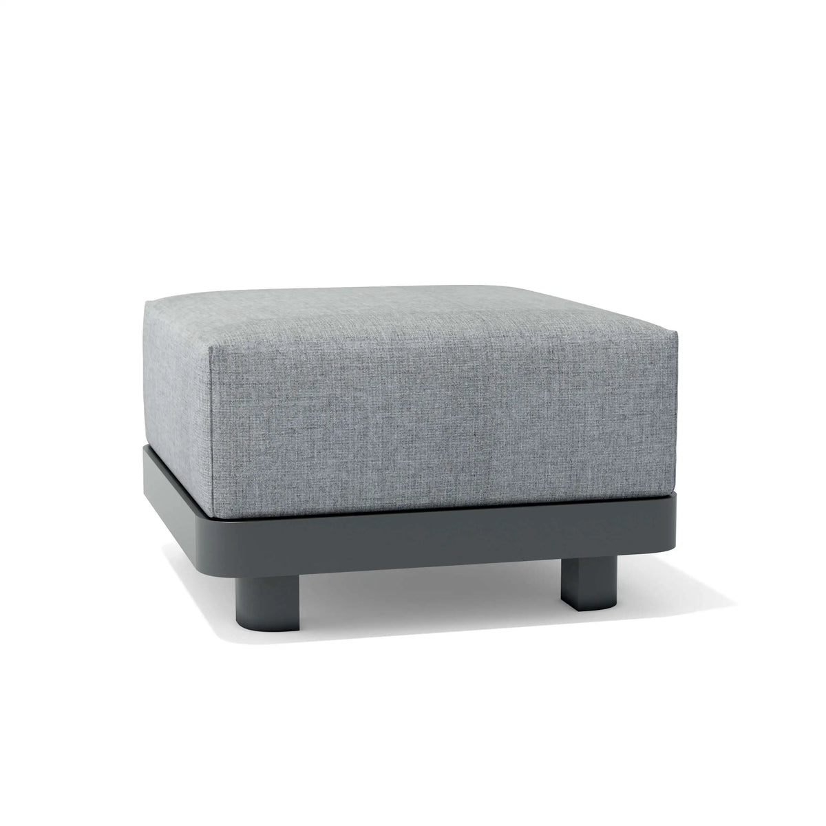 Gray ottoman with a black base on a white background