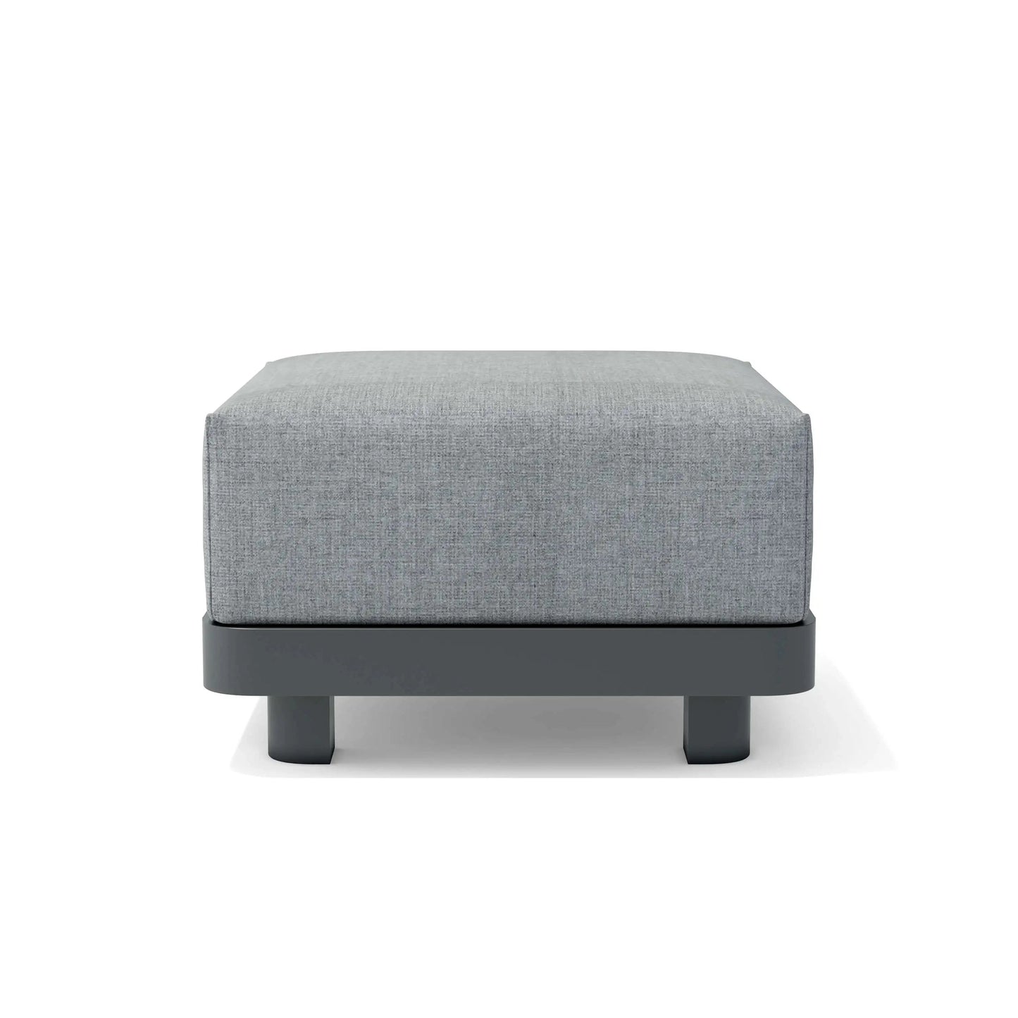 Gray ottoman with a black base on a white background