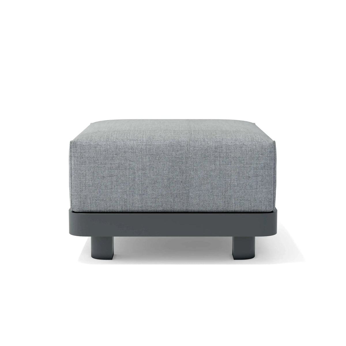Gray ottoman with a black base on a white background