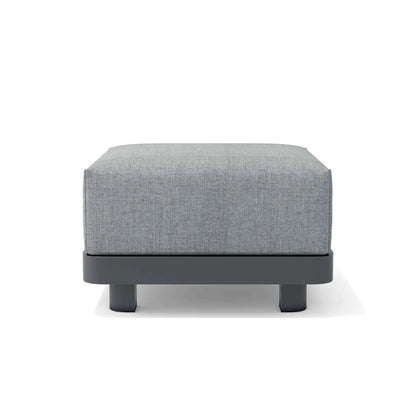 Gray ottoman with a black base on a white background