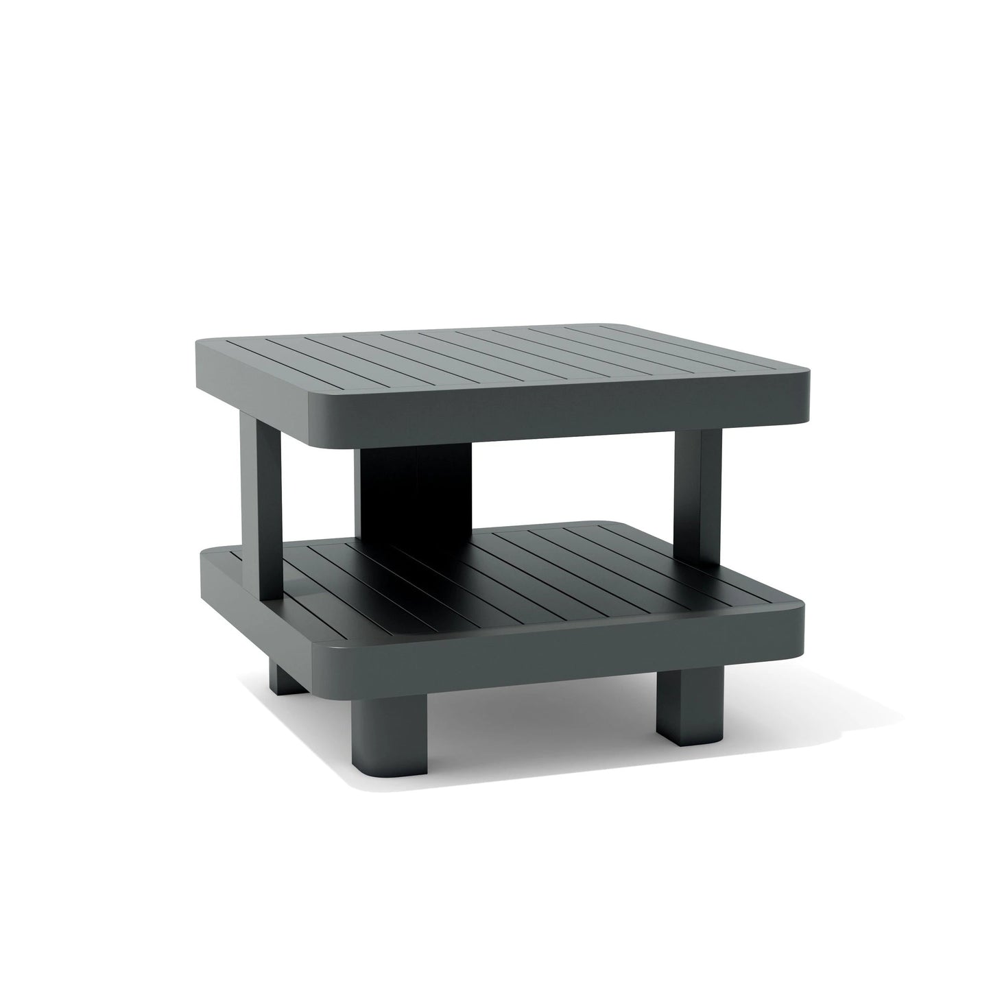 Gray outdoor side table on a white background