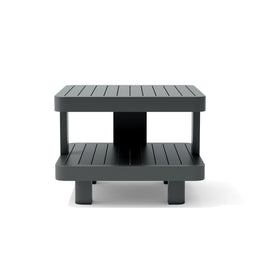 Granada Aluminum Side Table - Two-Tier Outdoor Accent in Dark Grey