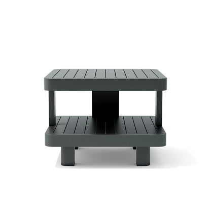 Black two-tiered table on a white background