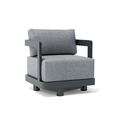 Gray armchair with black frame on a white background