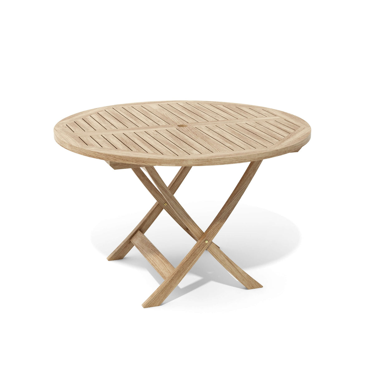 Wooden folding table on a white background