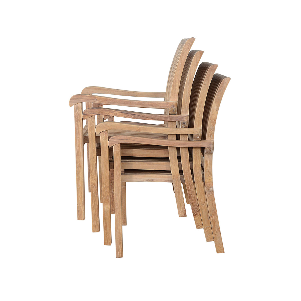 Anderson Teak Aspen Stackable Armchair Set of 4 - stacked chairs showing space-saving design
