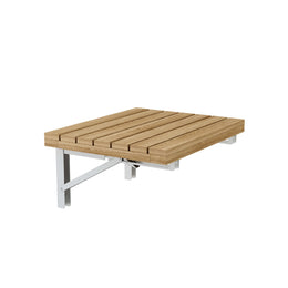 Wall Mount Folding Teak Shower Chair with Stainless Steel Brackets