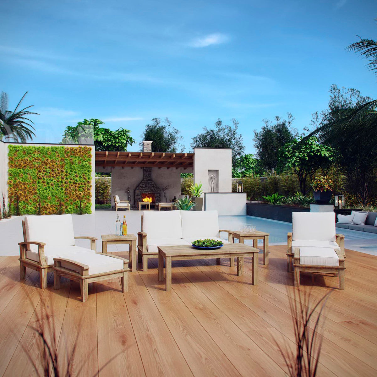 Marina 8 Piece Outdoor Patio Teak Set by Modway