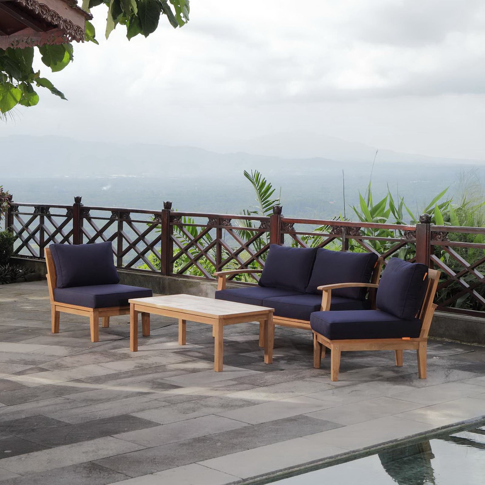 Marina 5 Piece Outdoor Patio Teak Set by Modway